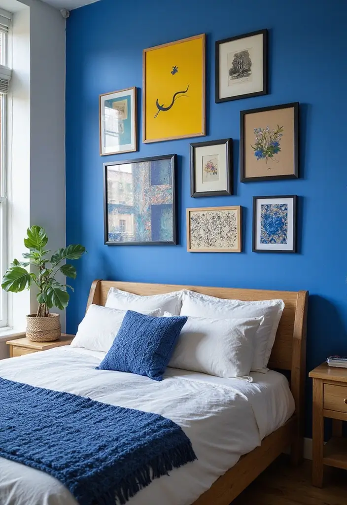 30 Royal Blue Room Ideas Bedroom That Feel Elegant & Relaxing - 9. Royal Blue in Wall Art