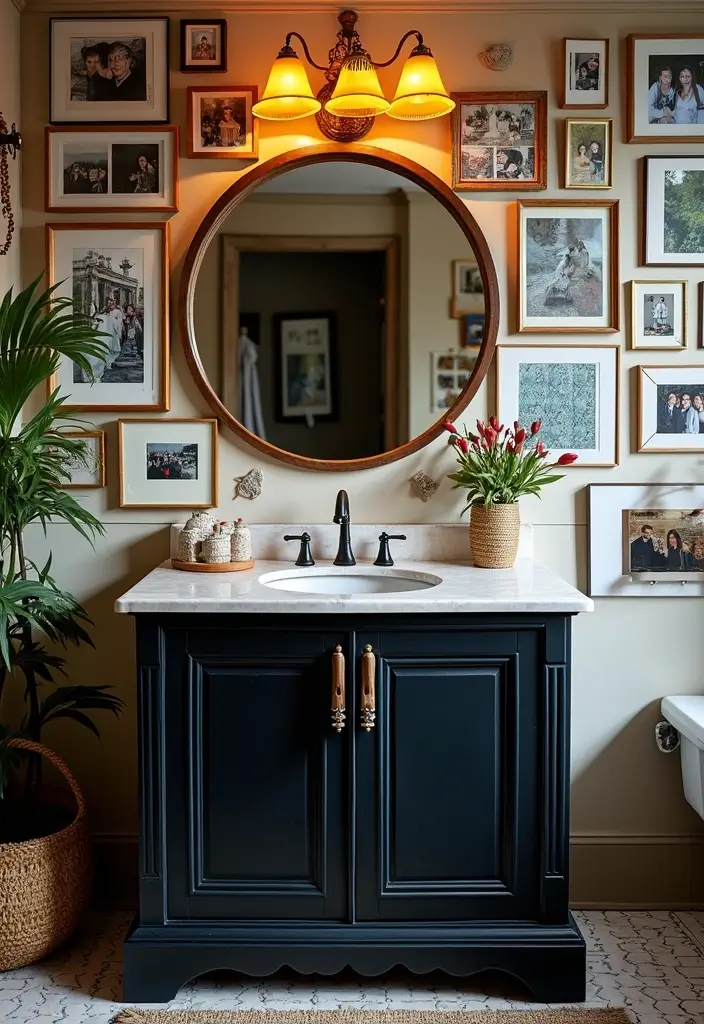 30 Vanity Ideas Bedroom Black That Add Bold Glamour - 17. Personalized Gallery Wall