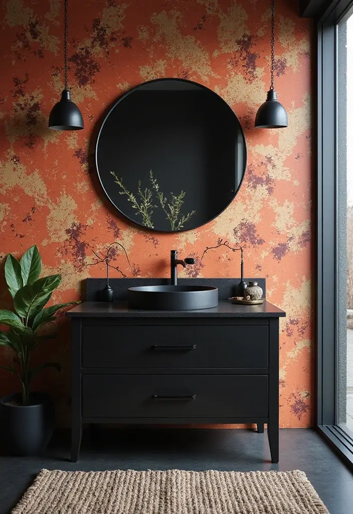 30 Vanity Ideas Bedroom Black That Add Bold Glamour - 24. Creative Wall Finishes