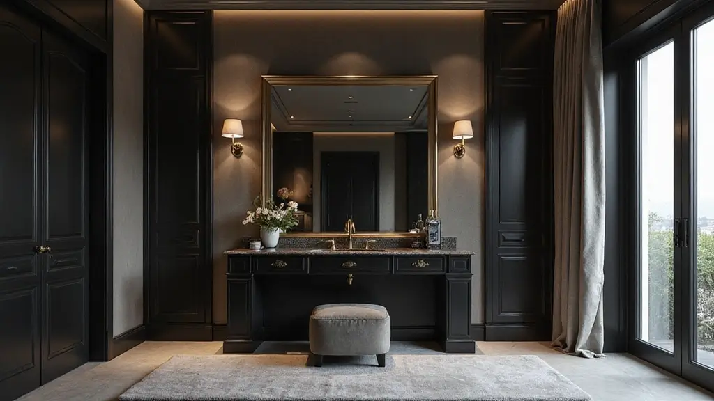 30 Vanity Ideas Bedroom Black That Add Bold Glamour