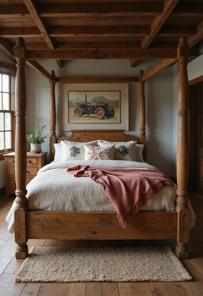 25 Tractor Bedroom Ideas for Little Boys Who Love Wheels - 1. Rustic Wooden Bed Frame 1