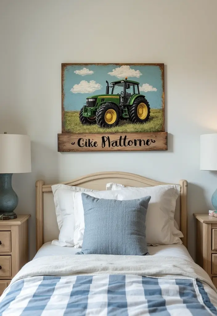 25 Tractor Bedroom Ideas for Little Boys Who Love Wheels - 14. Personalized Tractor Name Sign 1