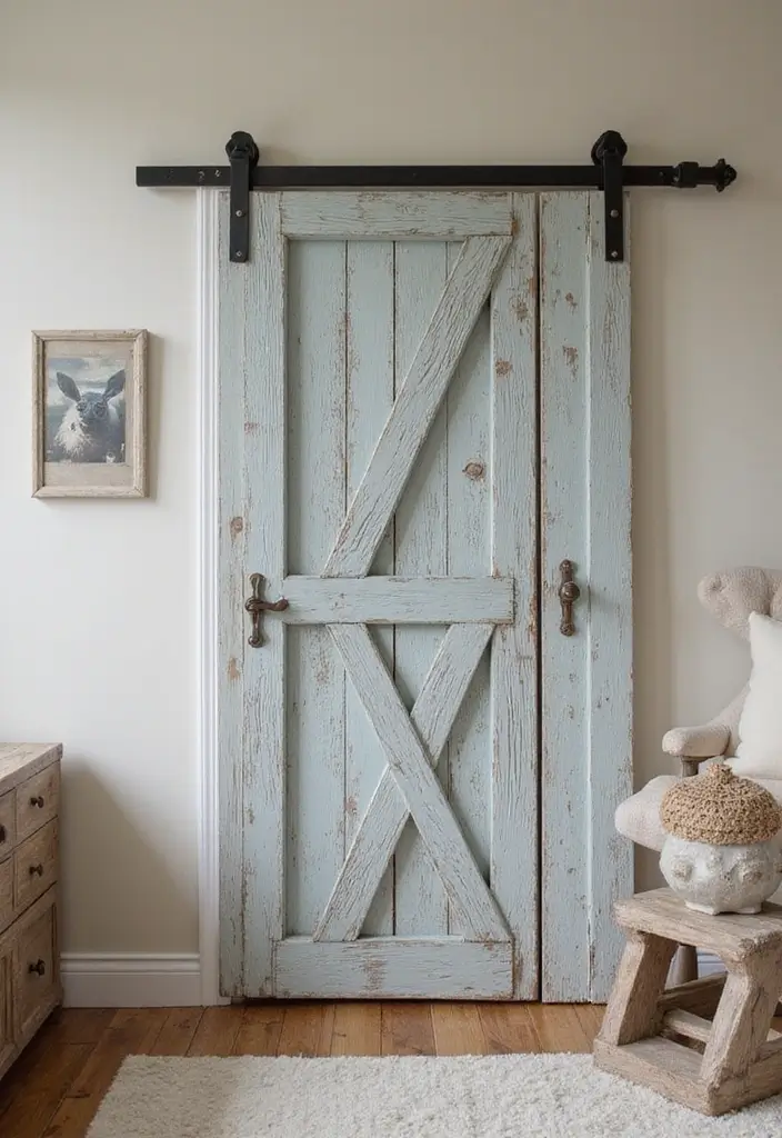 25 Tractor Bedroom Ideas for Little Boys Who Love Wheels - 24. Weathered Barn Door Decor 1