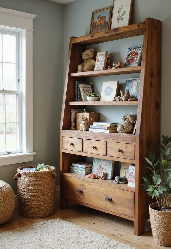 25 Tractor Bedroom Ideas for Little Boys Who Love Wheels - 7. Rustic Shelving 1