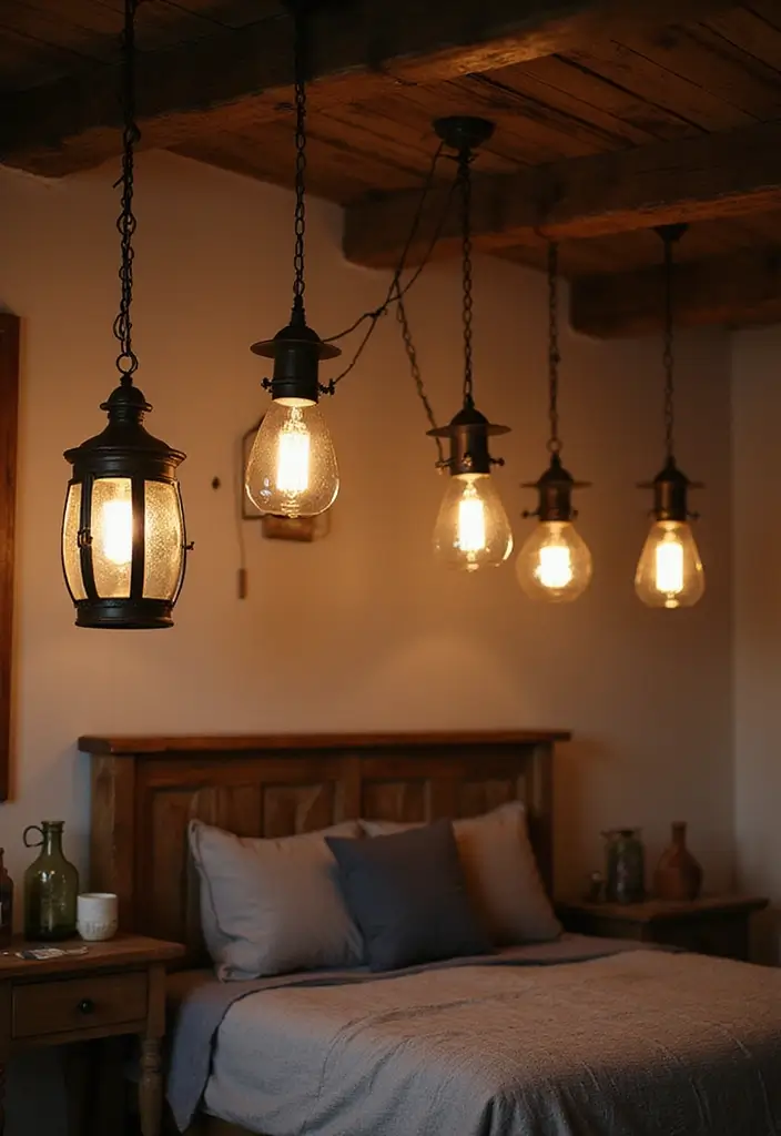 25 Tractor Bedroom Ideas for Little Boys Who Love Wheels - 9. Ceiling Decor with Vintage Lanterns 1