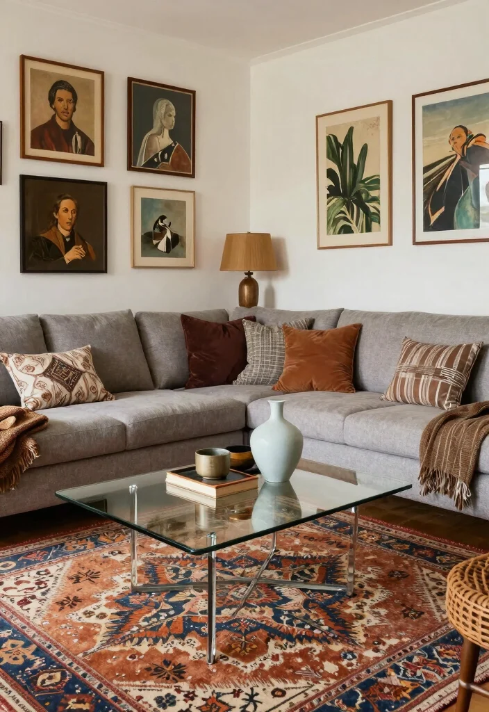 15 Artsy Living Room Ideas: Creative, Bold, and Expressive - 11. Mixing Styles 1
