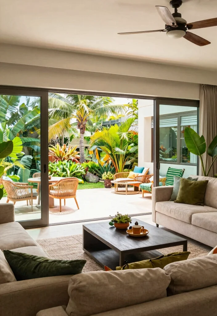 15 Caribbean Living Room Ideas: Colorful Breezy Style - 14. Indoor-Outdoor Living 1