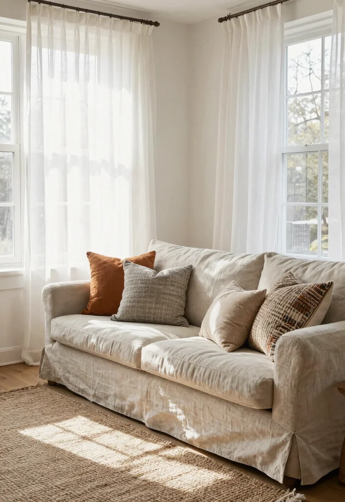 15 Caribbean Living Room Ideas: Colorful Breezy Style - 2. Breezy Textiles 1