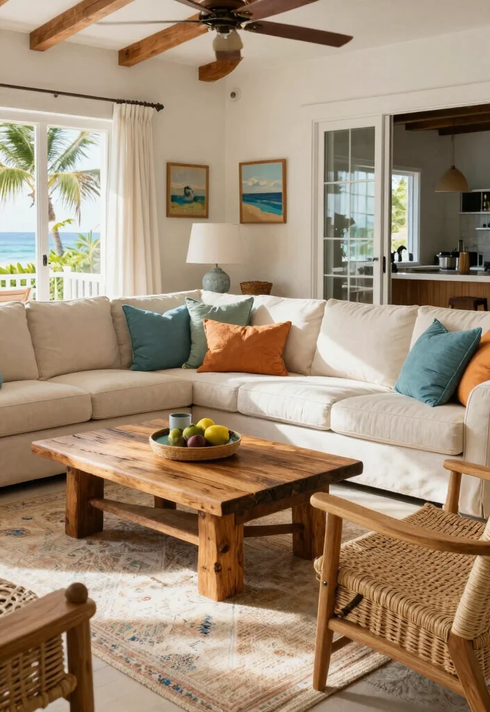 15 Caribbean Living Room Ideas: Colorful Breezy Style - 6. Coastal-Inspired Furniture 1