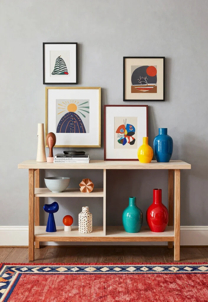 15 Console Living Room Ideas: Functional and Elegant - 8. Eclectic Mix and Match 1