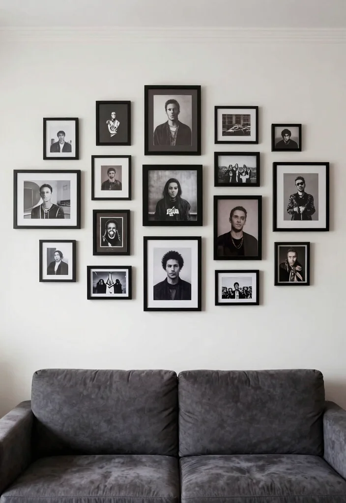 15 Emo Living Room Ideas Dark Expressive and Personal - 5. Personal Art Displays to Reflect Your Soul 1