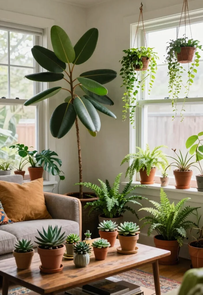 15 Hippie Living Room Ideas Free Spirited and Warm - 3. Indoor Plants 1