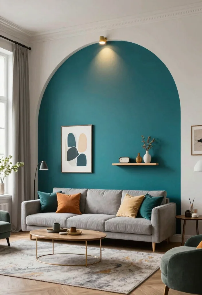 15 Living Room Arch Design Ideas: Elegant Architectural Touch - 6. Arched Feature Wall 1