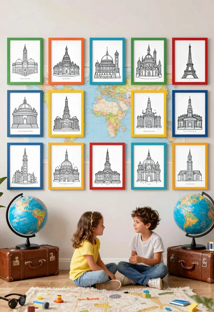 15 Living Room Coloring Page Ideas for Fun Creative Decor - 9. Travel Through Art 1