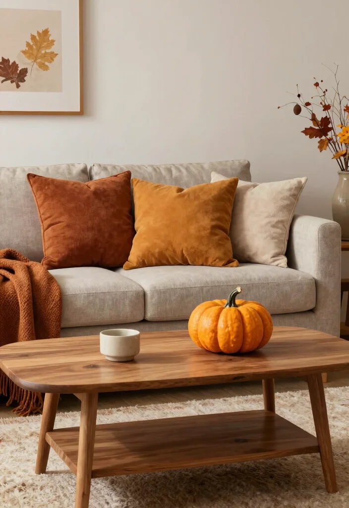 15 Living Room Studio Ideas for Smart Compact Living - 15. Seasonal Decor Swaps 1