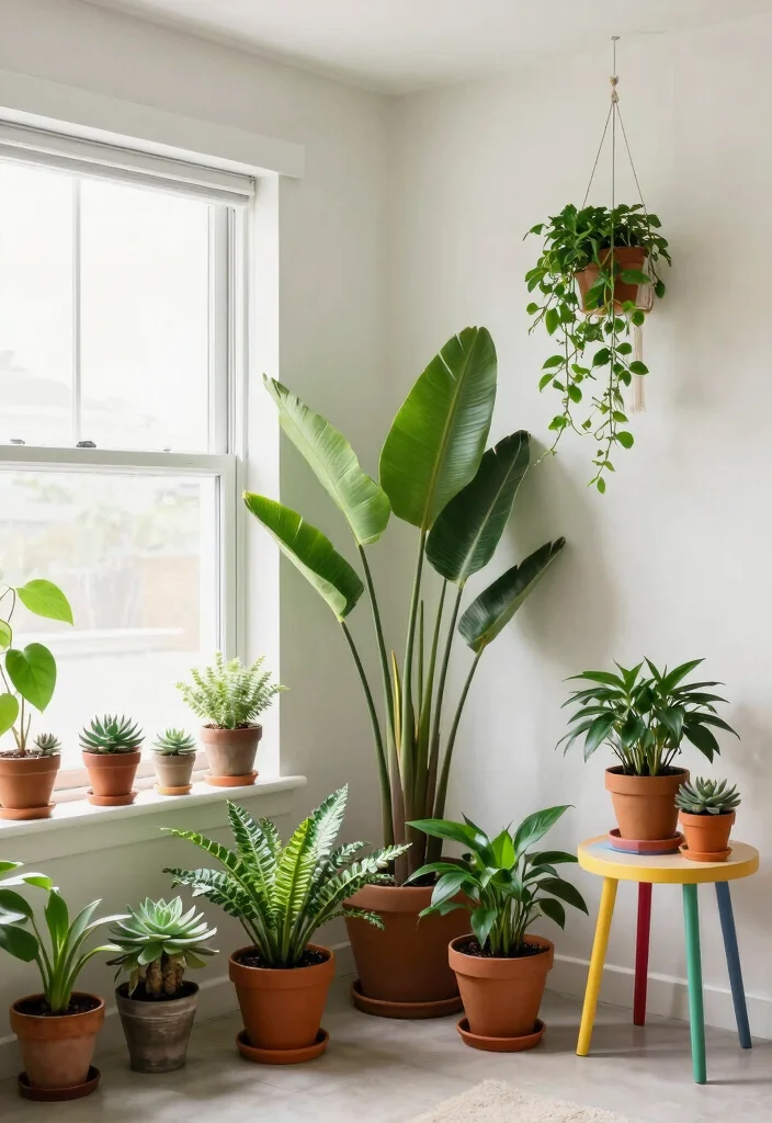 15 Living Room Studio Ideas for Smart Compact Living - 6. Greenery for Fresh Air 1