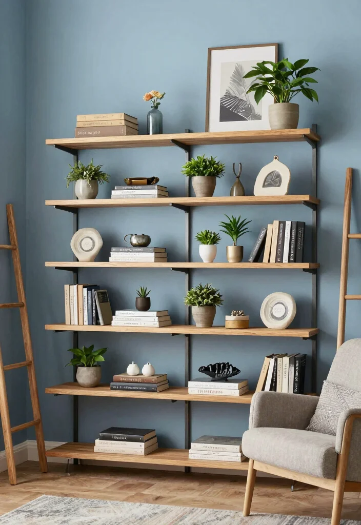 15 Living Room With No TV Ideas: Calm Conversation-Focused Spaces - 10. Utilize Shelving for Display 1