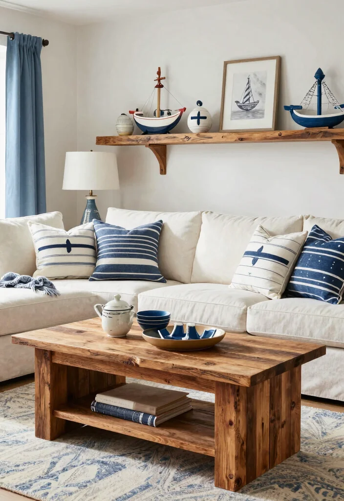 15 Nautical Living Room Ideas Fresh Coastal Charm - 15. Incorporating Reclaimed Wood 1