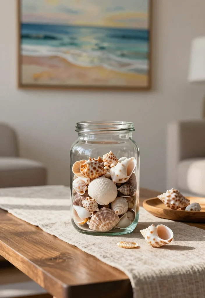 15 Nautical Living Room Ideas Fresh Coastal Charm - 4. Seashell Decor for a Touch of the Ocean 1