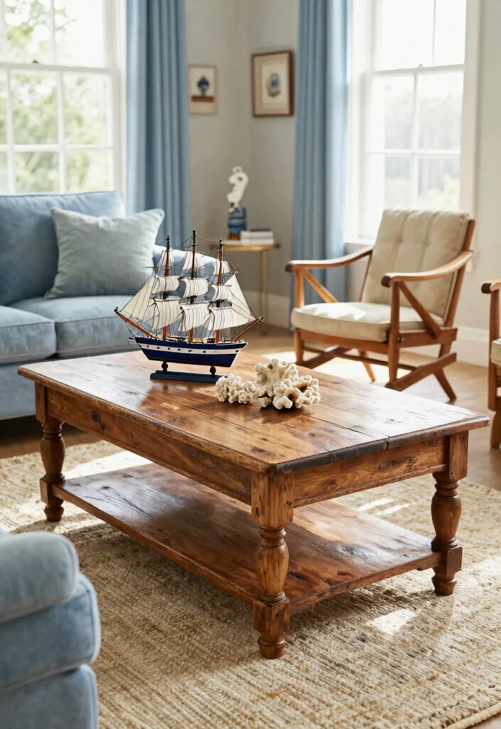 15 Nautical Living Room Ideas Fresh Coastal Charm - 6. Vintage Nautical Furniture 1