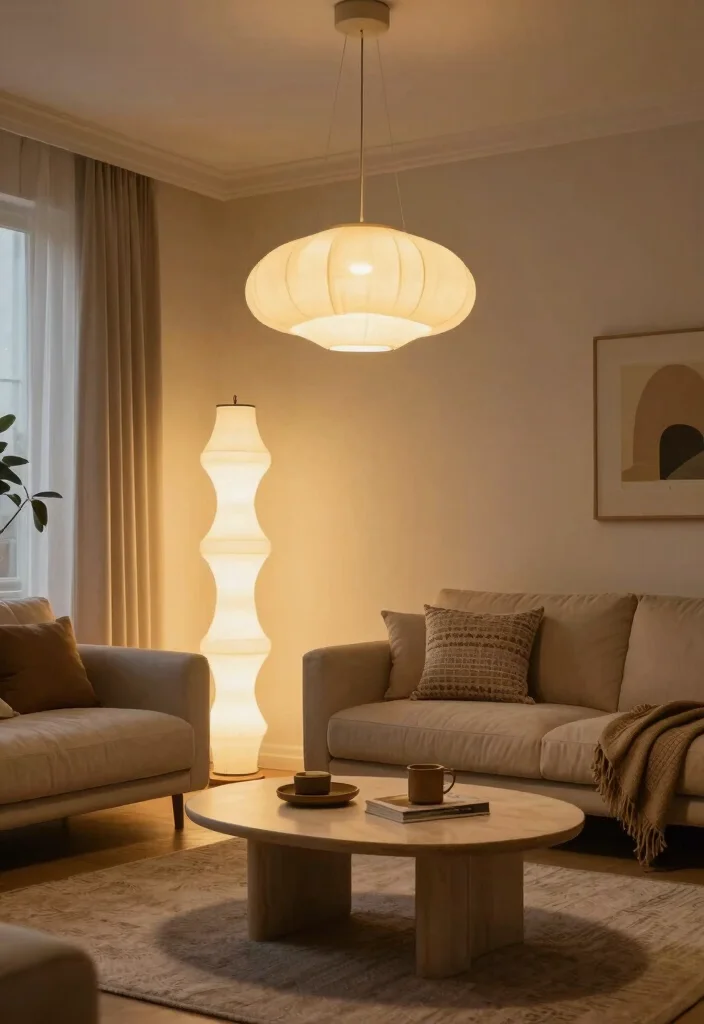 15 Rooms To Go Living Room Ideas: Practical Modern Sets - 11. Artistic Lighting Solutions 1