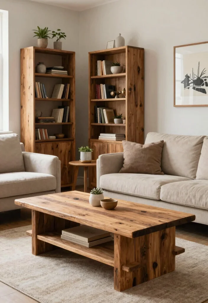 15 Rooms To Go Living Room Ideas: Practical Modern Sets - 5. Reclaimed Wood Accents 1