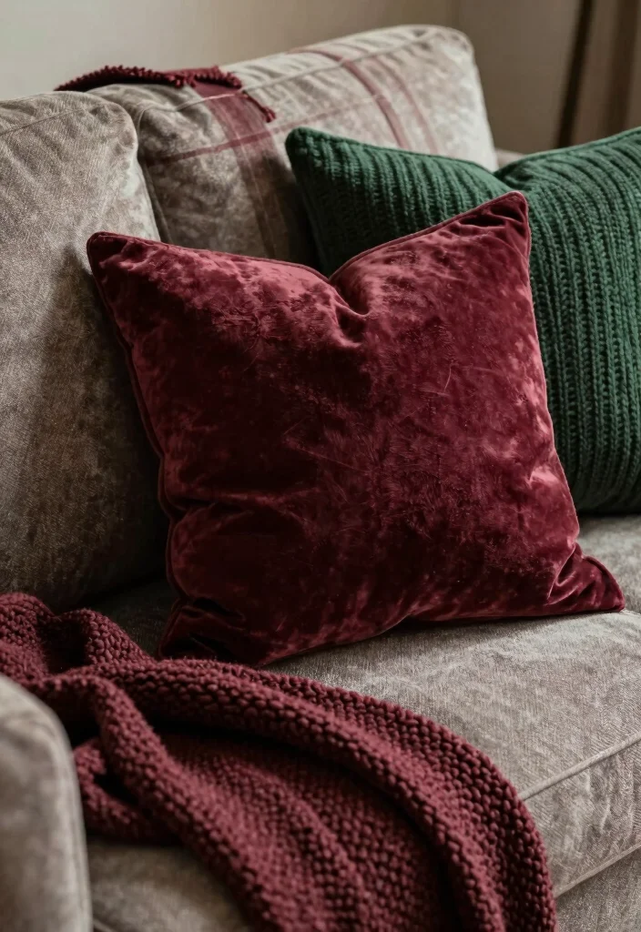 15 Tartan Living Room Ideas: Warm Classic Patterns - 10. Tartan Textured Throw Pillows 1