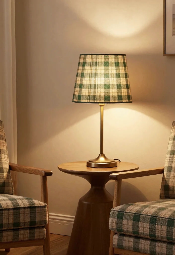 15 Tartan Living Room Ideas: Warm Classic Patterns - 13. Tartan Inspired Lighting 1