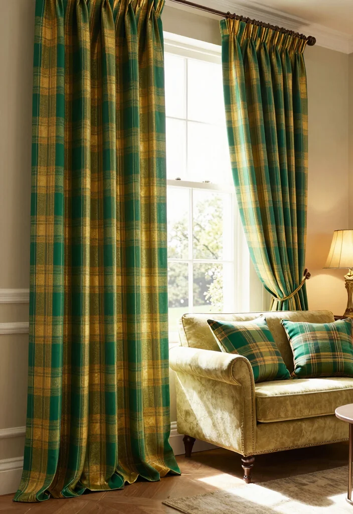 15 Tartan Living Room Ideas: Warm Classic Patterns - 6. Tartan Curtains 1