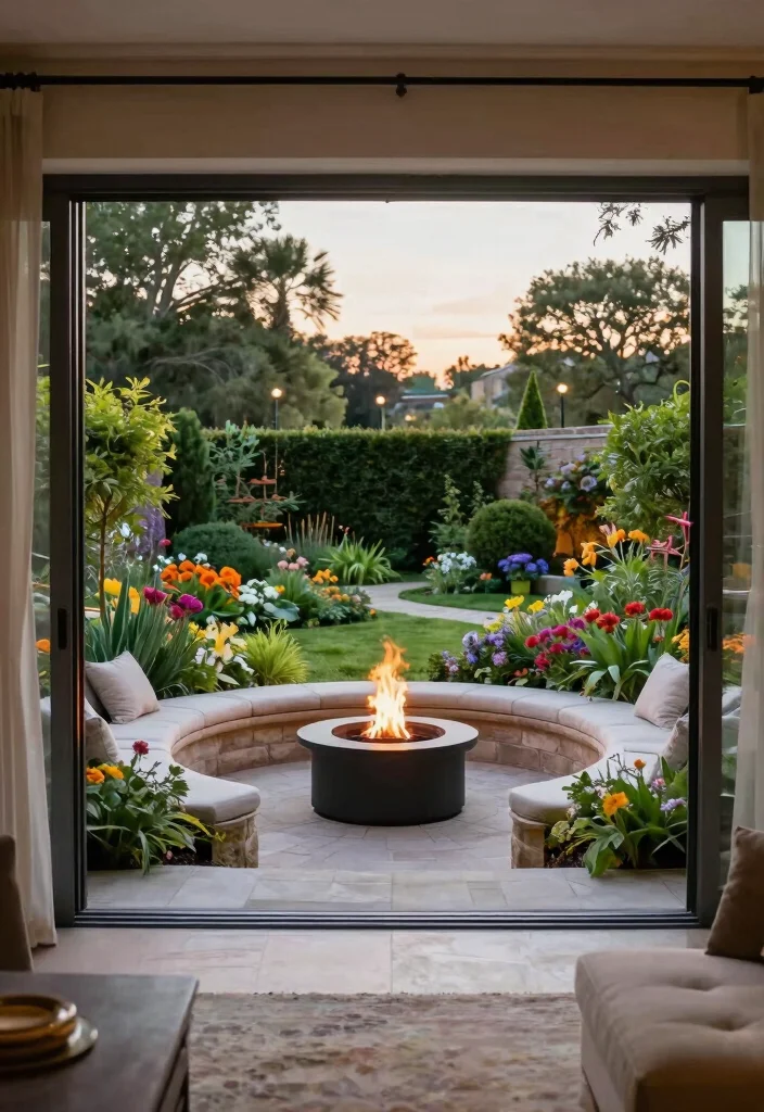 16 Circle Living Room Ideas: Unique Flowing Layouts - 13. Circular Garden Views as a Living Extension 1