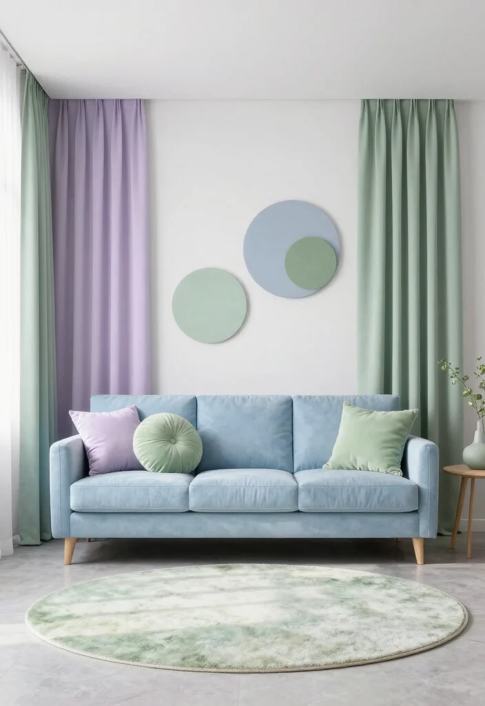 16 Circle Living Room Ideas: Unique Flowing Layouts - 16. Circular Themes in Color Schemes 1