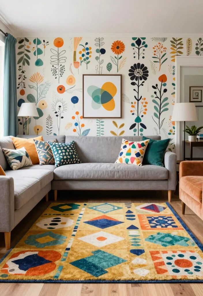 16 Front Living Room Ideas Welcoming and Stylish - 13. Playful Patterns 1