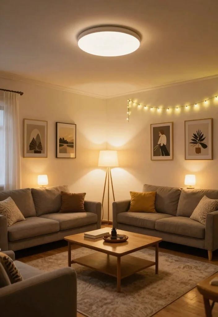 16 Front Living Room Ideas Welcoming and Stylish - 5. Layered Lighting 1