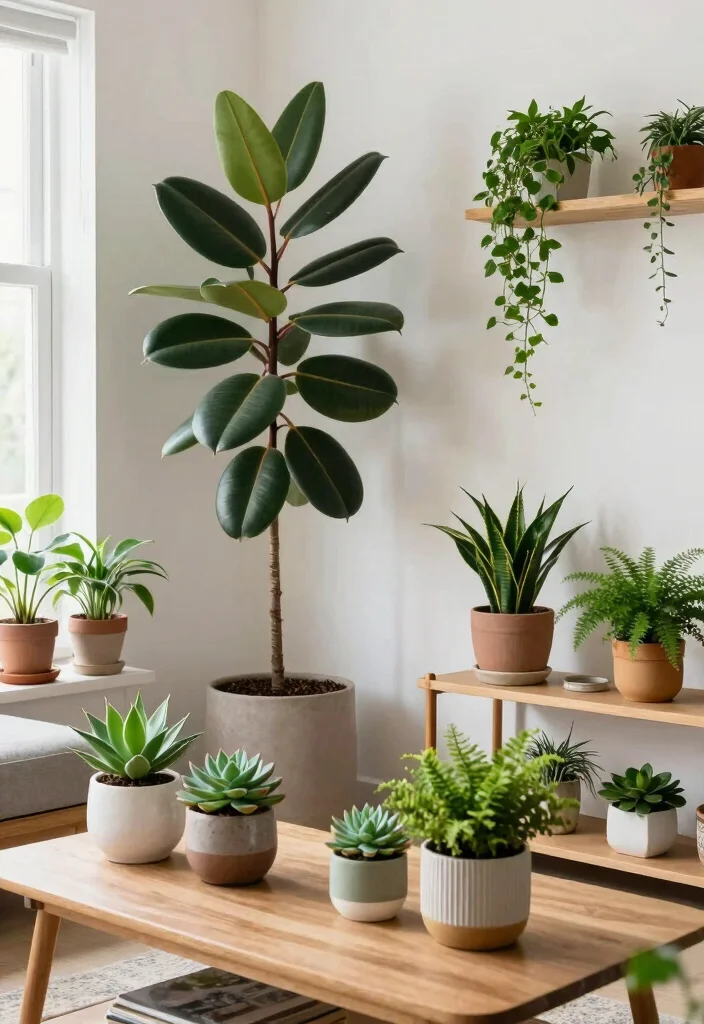 16 Front Living Room Ideas Welcoming and Stylish - 6. Indoor Plants for Freshness 1