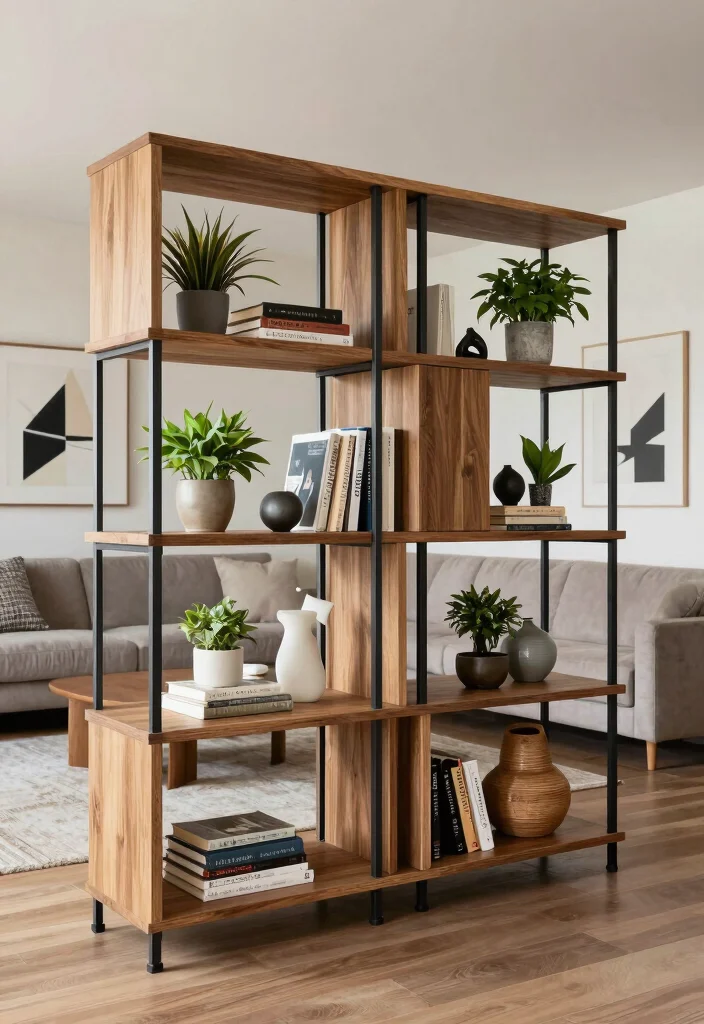 16 Living Room Shelving Ideas Practical and Decorative - 12. Open Frame Shelving 1