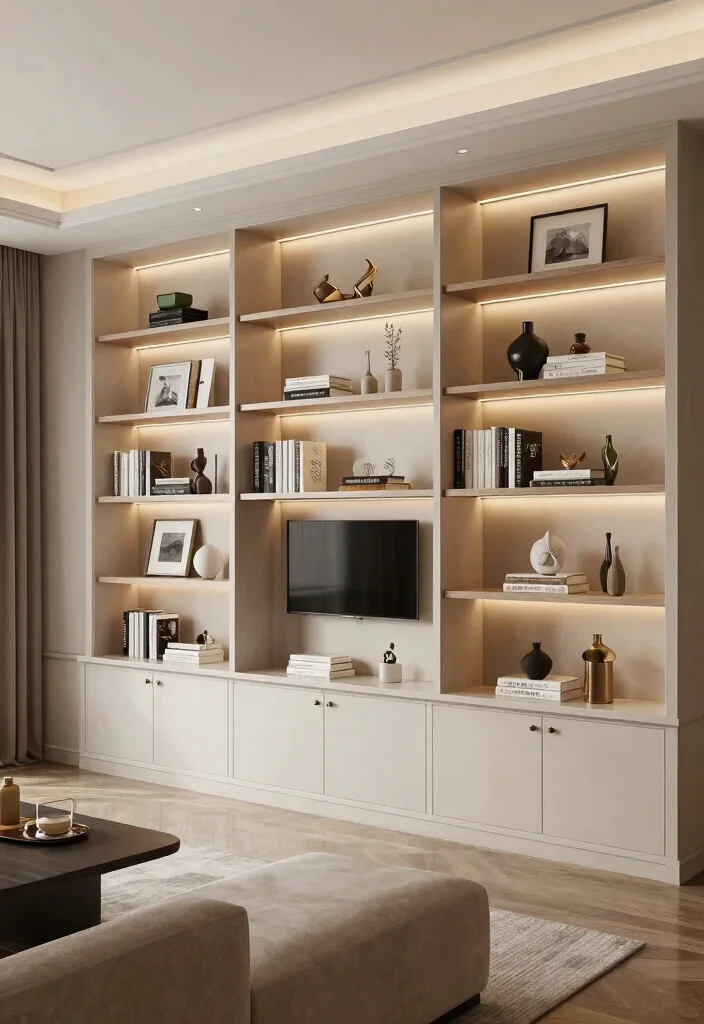 16 Living Room Shelving Ideas Practical and Decorative - 16. Customized Built-In Shelves 1