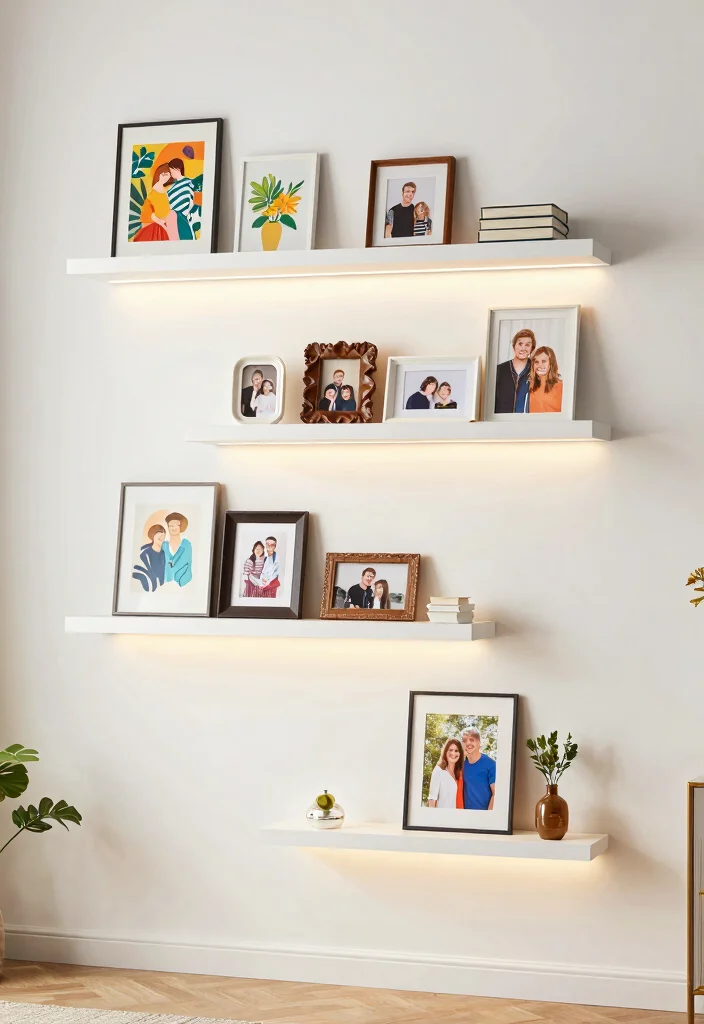 16 Living Room Shelving Ideas Practical and Decorative - 3. Decorate with Downward Shelves 1