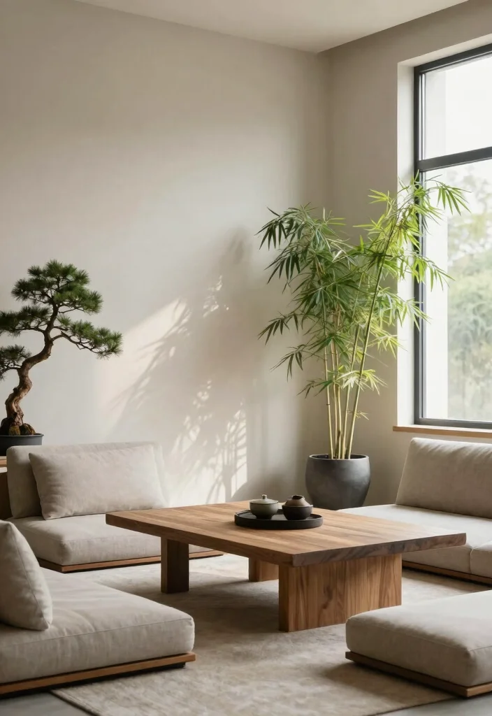 16 Plant Aesthetic Living Room Ideas for Lush Cozy Decor - 6. Zen Inspired Spaces 1