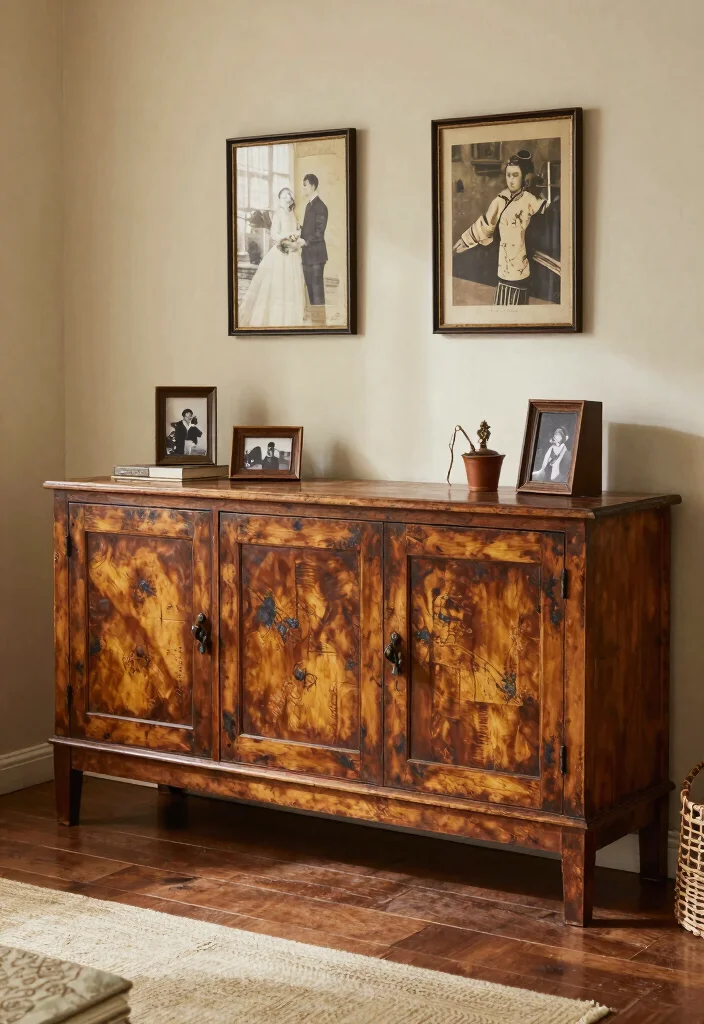 16 Sideboards Living Room Ideas: Storage Meets Style - 10. Sideboards with Patina 1