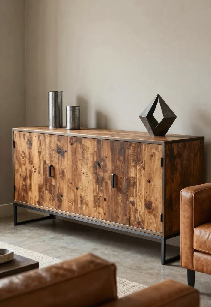 16 Sideboards Living Room Ideas: Storage Meets Style - 11. Industrial Edge 1