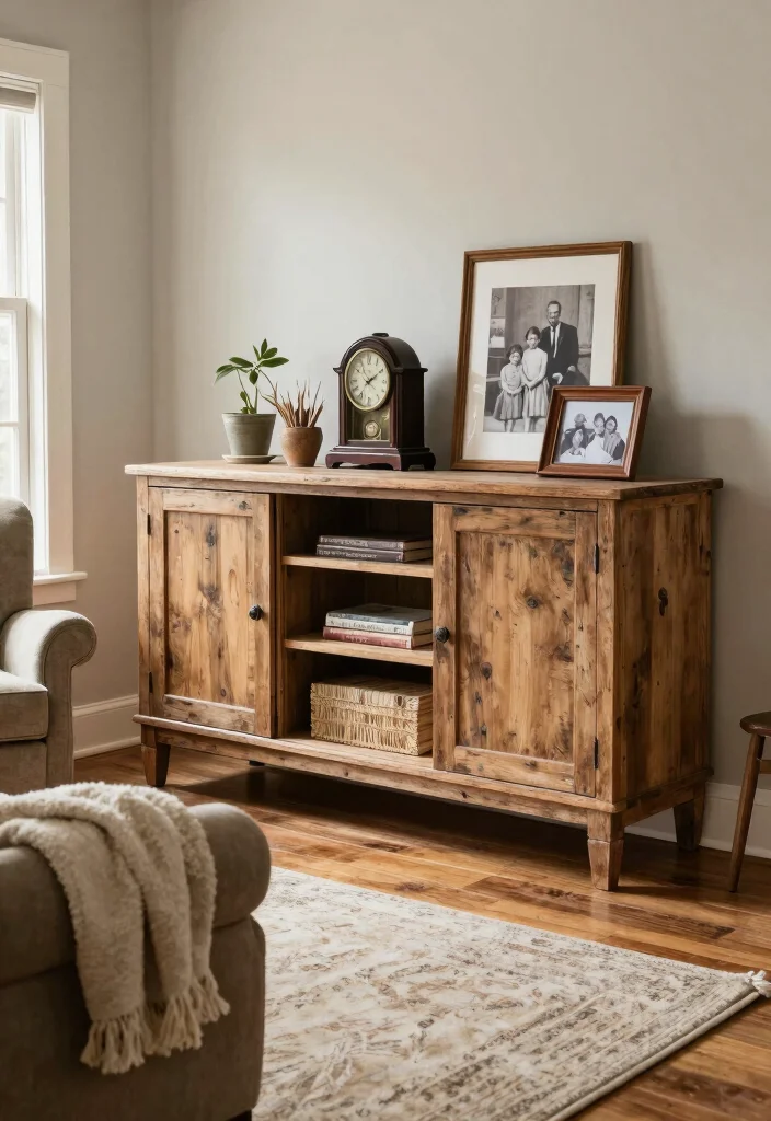 16 Sideboards Living Room Ideas: Storage Meets Style - 2. Rustic Charm 1