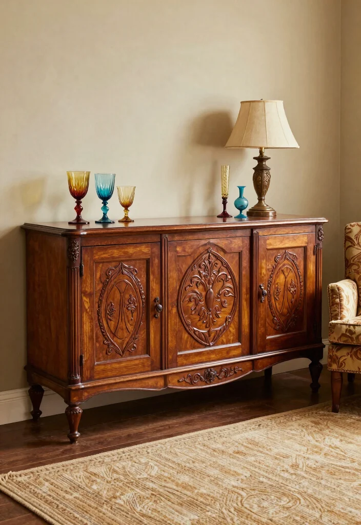 16 Sideboards Living Room Ideas: Storage Meets Style - 4. Vintage Vibes 1