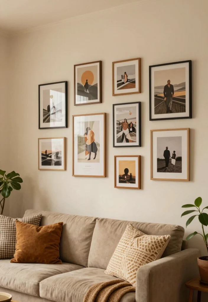 17 Bed Living Room Ideas: Smart Studio Layouts - 11. Incorporate Personal Art 1