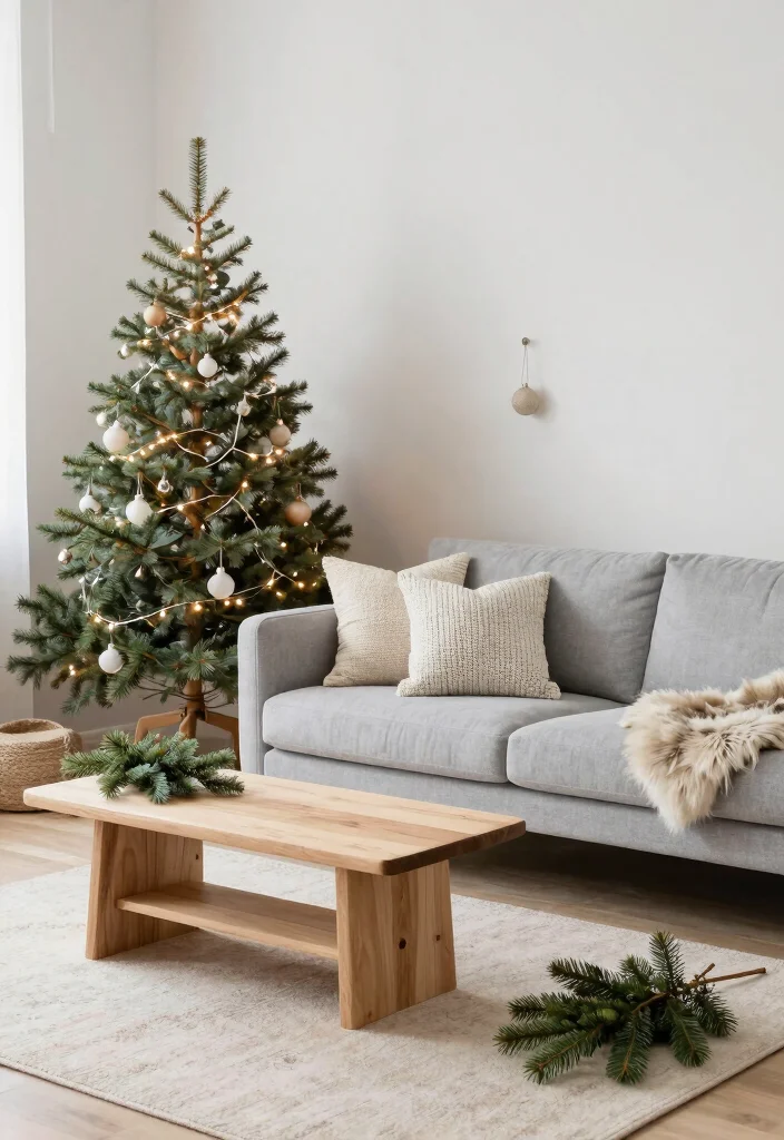 17 Christmas Living Room Aesthetic Ideas: Festive Cozy Magic - 1. Sleek Scandinavian Charm 1