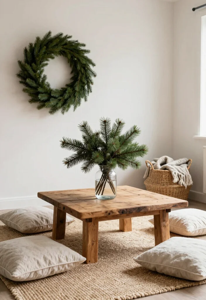 17 Christmas Living Room Aesthetic Ideas: Festive Cozy Magic - 3. Natural Elements Everywhere 1