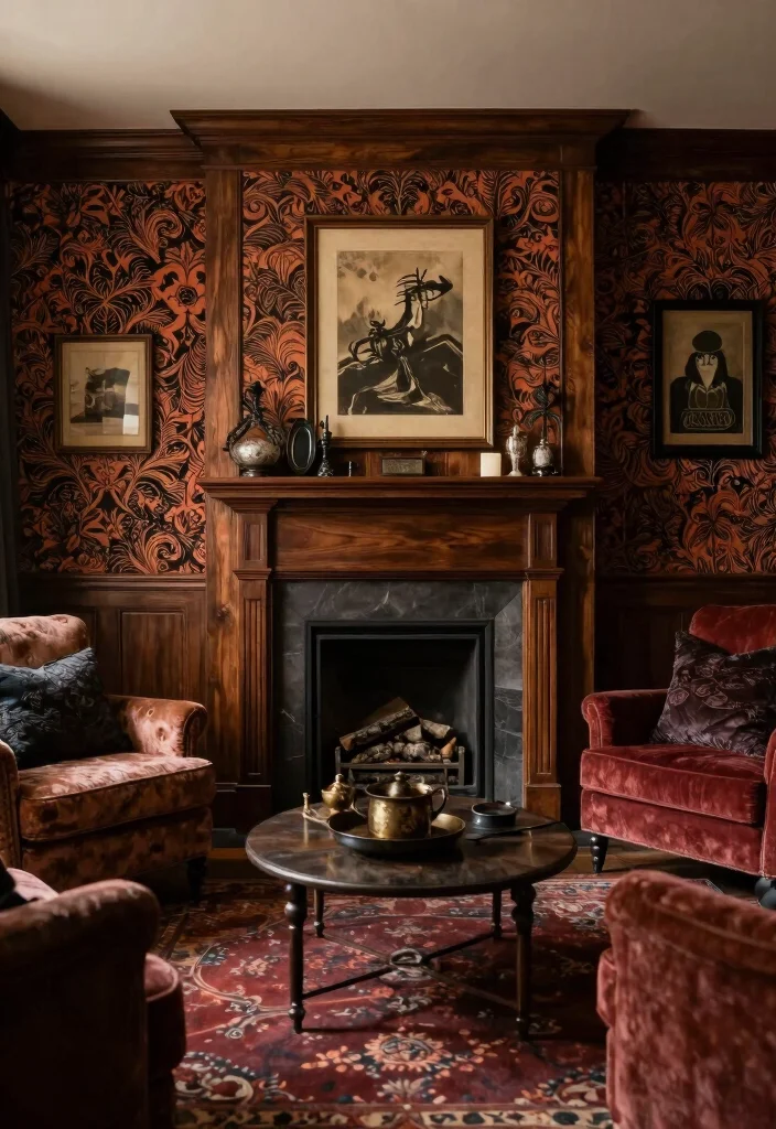 17 Creepy Living Room Ideas for a Dark Moody Aesthetic - 9. Textured Wall Treatments 1