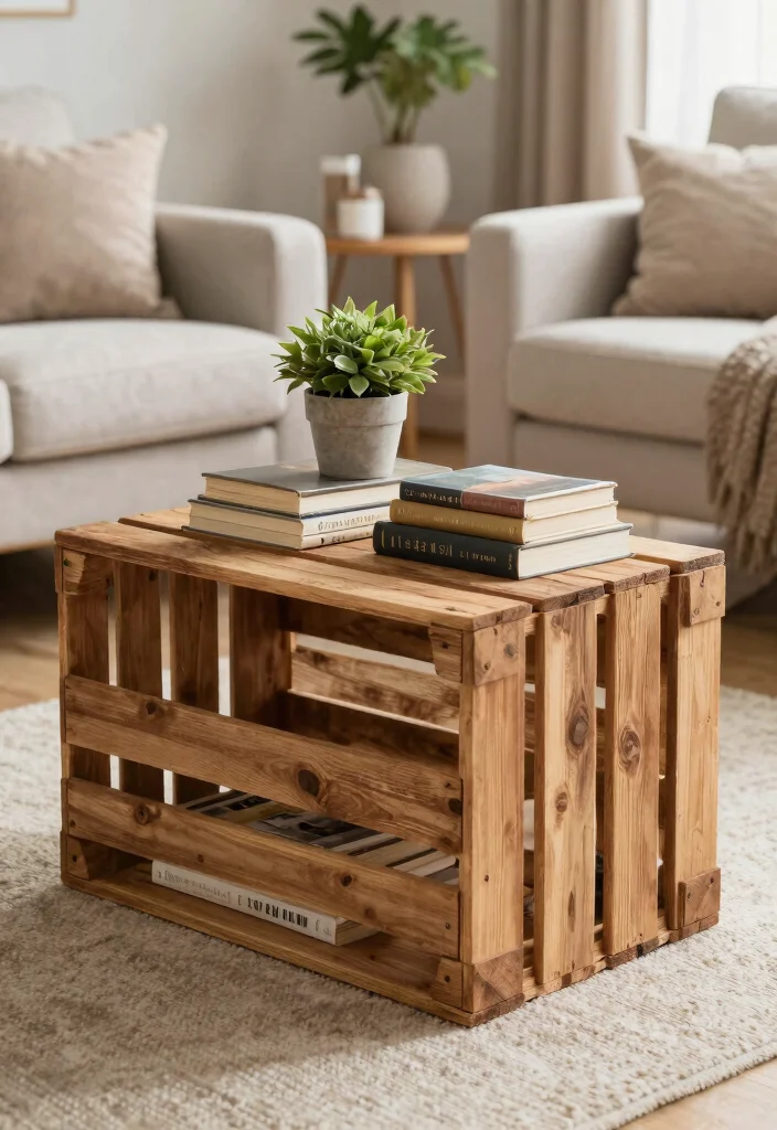 17 Living Room Basket Ideas Stylish Storage Solutions - 3. Rustic Wooden Crates 1