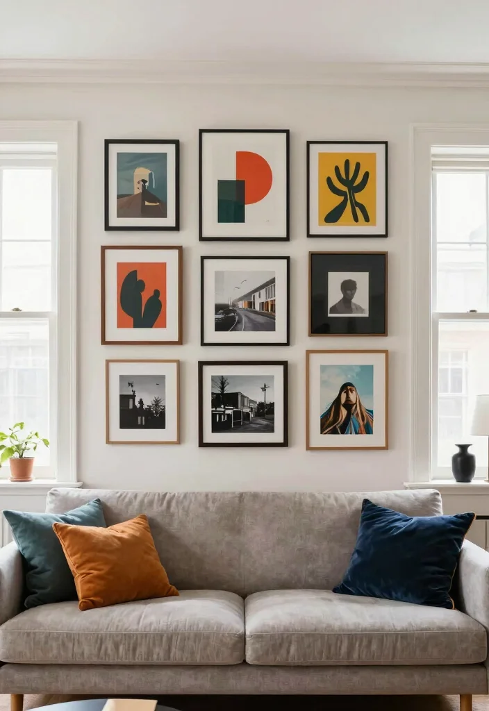 17 Living Room With Two Windows Ideas for Balanced Bright Layouts - 8. Gallery Wall Feature 1