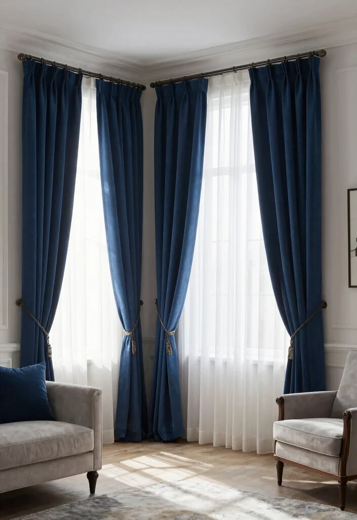 17 Living Room With Two Windows Ideas for Balanced Bright Layouts - 9. Curtain Magic 1