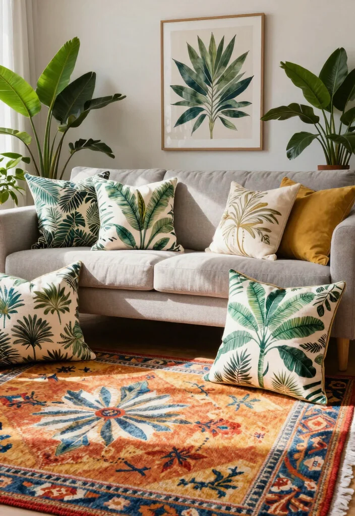 18 Botanical Living Room Ideas Fresh Green and Lively - 9. Botanical Print Textiles 1